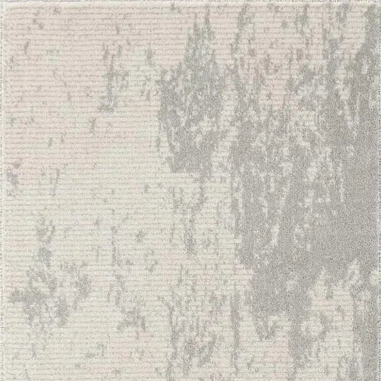8' Ivory And Gray Abstract Non Skid Runner Rug Photo 4