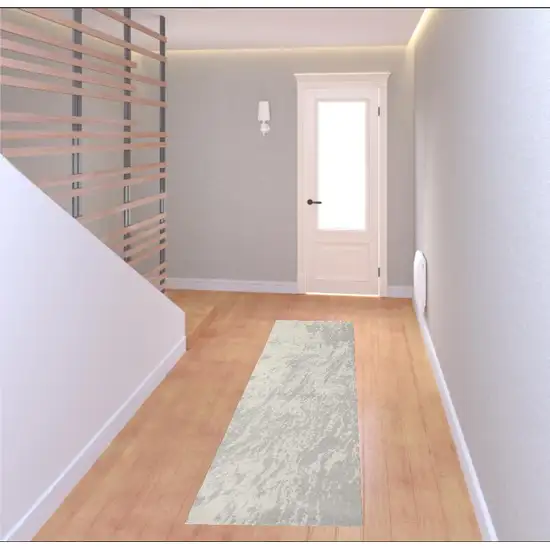 8' Ivory And Gray Abstract Non Skid Runner Rug Photo 1