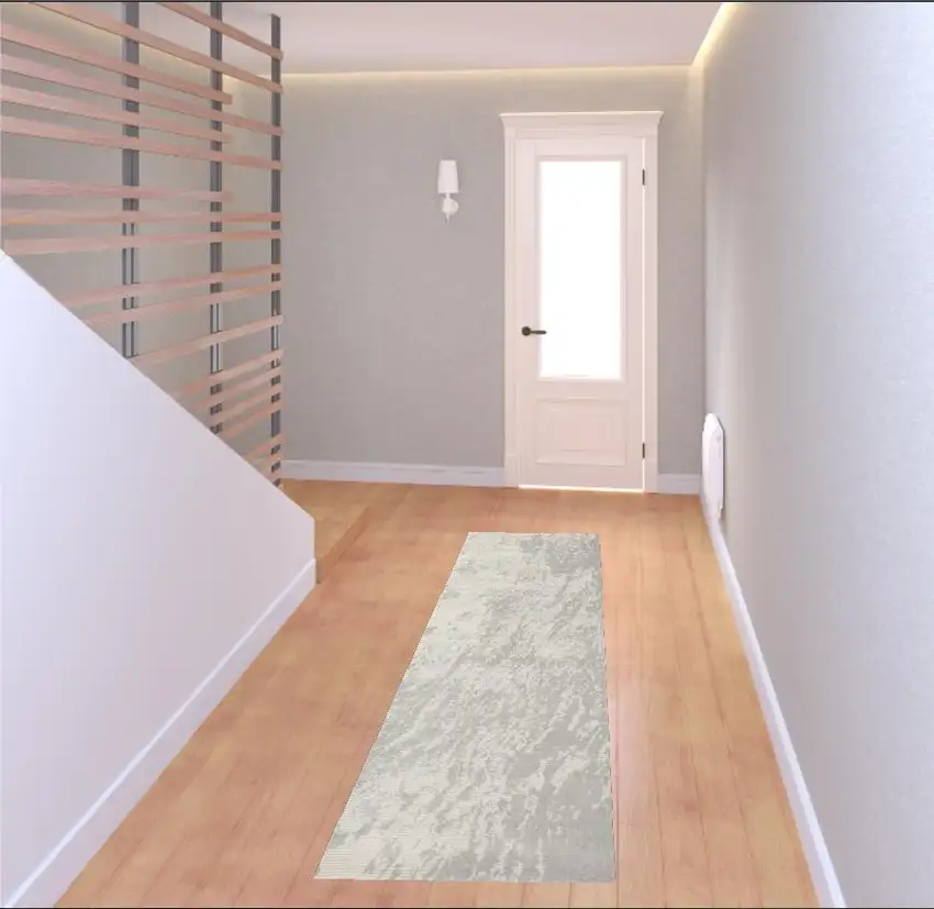 8' Ivory And Gray Abstract Non Skid Runner Rug Photo 1