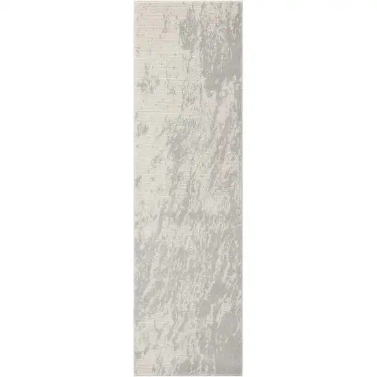 8' Ivory And Gray Abstract Non Skid Runner Rug Photo 3