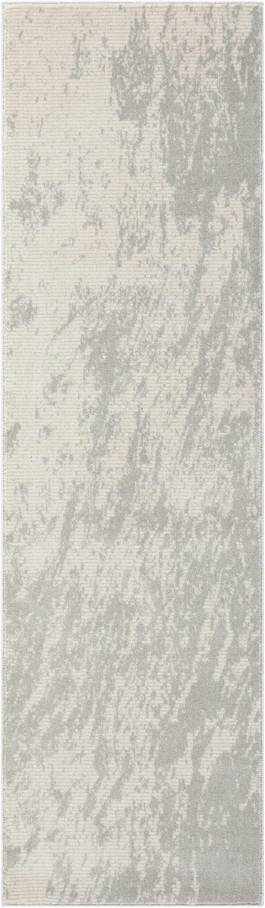 8' Ivory And Gray Abstract Non Skid Runner Rug Photo 3