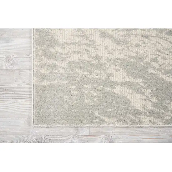 8' Ivory And Gray Abstract Non Skid Runner Rug Photo 9