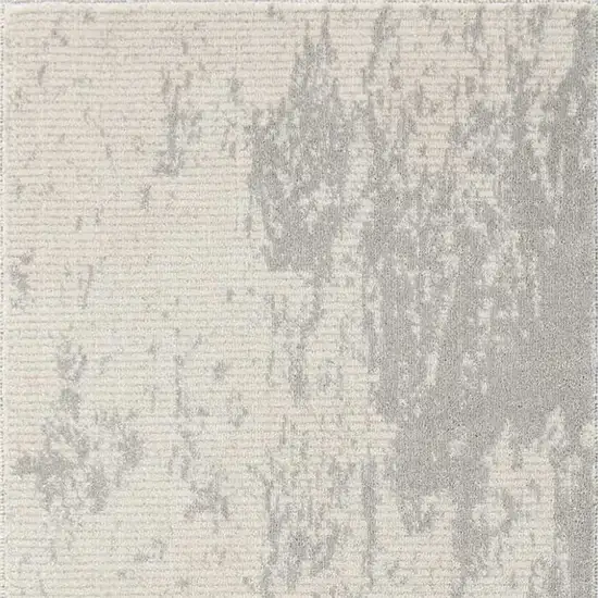 8' Ivory And Gray Abstract Non Skid Runner Rug Photo 7
