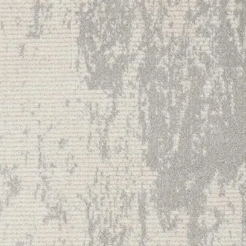 8' Ivory And Gray Abstract Non Skid Runner Rug Photo 6