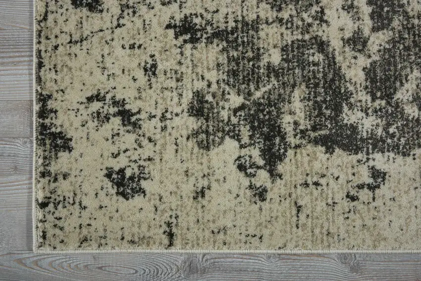 8' Ivory And Gray Abstract Non Skid Runner Rug Photo 8