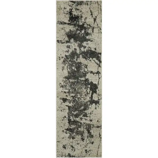 8' Ivory And Gray Abstract Non Skid Runner Rug Photo 2