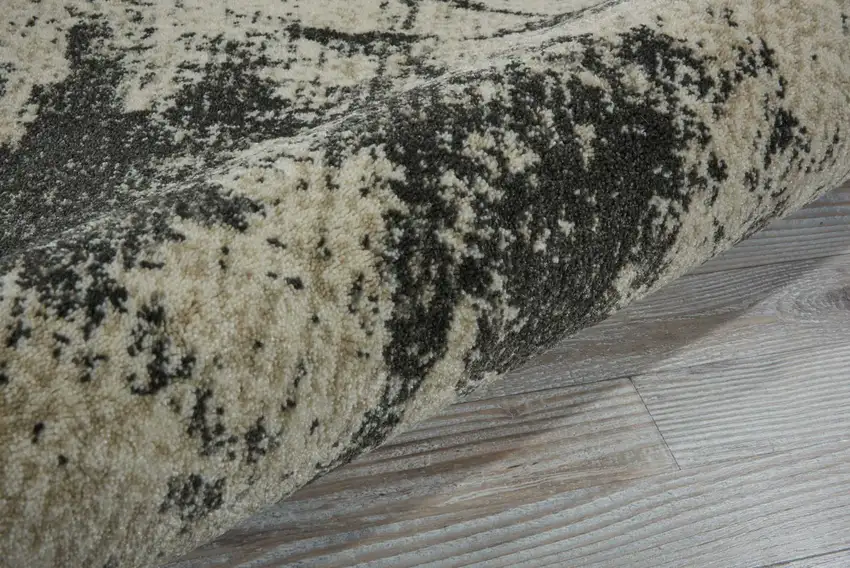 8' Ivory And Gray Abstract Non Skid Runner Rug Photo 9