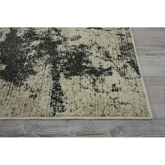 8' Ivory And Gray Abstract Non Skid Runner Rug Photo 6