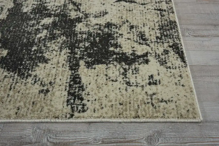8' Ivory And Gray Abstract Non Skid Runner Rug Photo 6