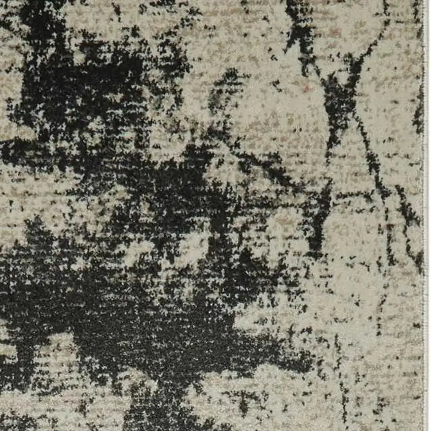 8' Ivory And Gray Abstract Non Skid Runner Rug Photo 3