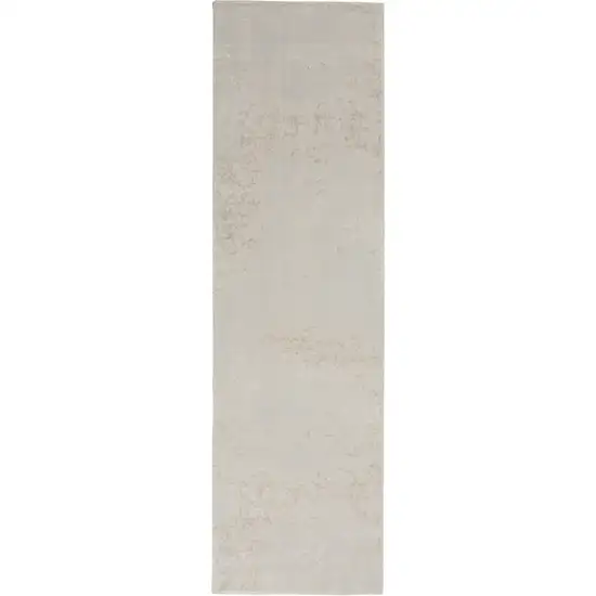 8' Ivory And Gray Abstract Non Skid Runner Rug Photo 6