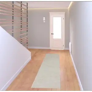 Photo of 8' Ivory And Gray Abstract Non Skid Runner Rug