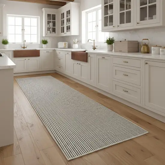 8' Ivory And Gray Abstract Runner Rug Photo 1