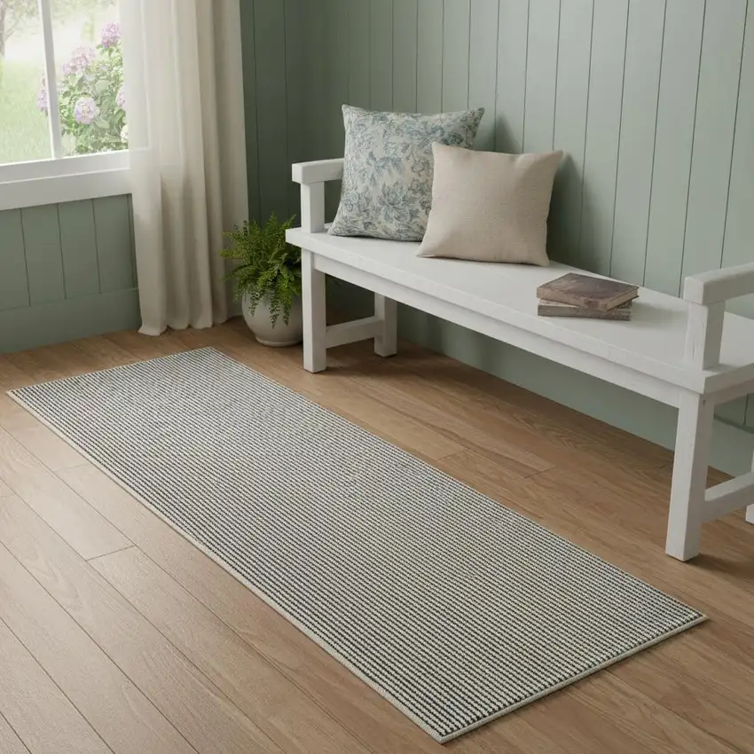 6' Ivory And Gray Abstract Runner Rug Photo 1