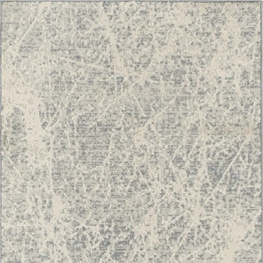 8' Ivory And Gray Abstract Runner Rug Photo 8