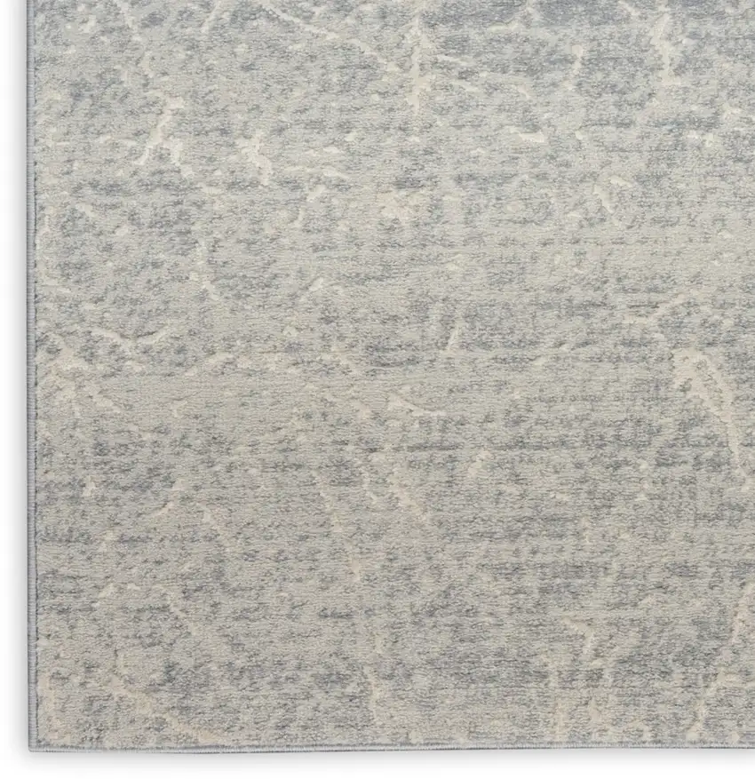 8' Ivory And Gray Abstract Runner Rug Photo 8