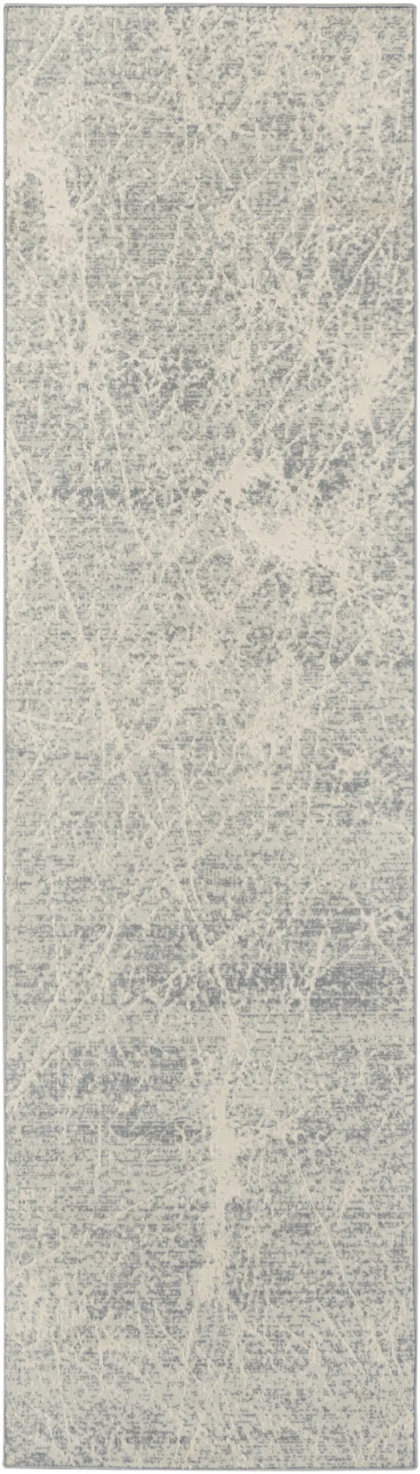 8' Ivory And Gray Abstract Runner Rug Photo 6