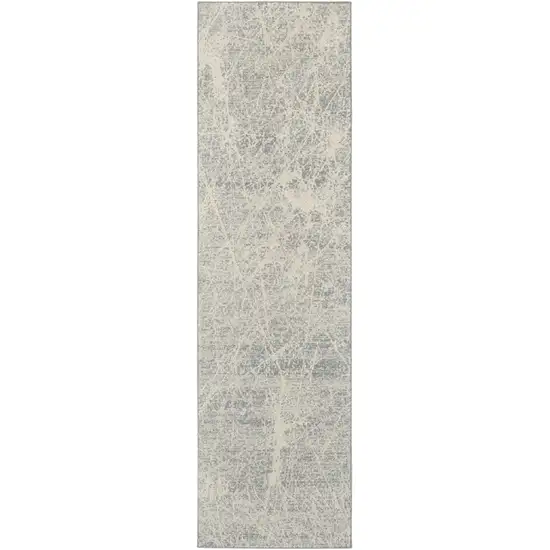 8' Ivory And Gray Abstract Runner Rug Photo 6