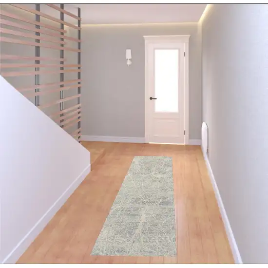 8' Ivory And Gray Abstract Runner Rug Photo 1