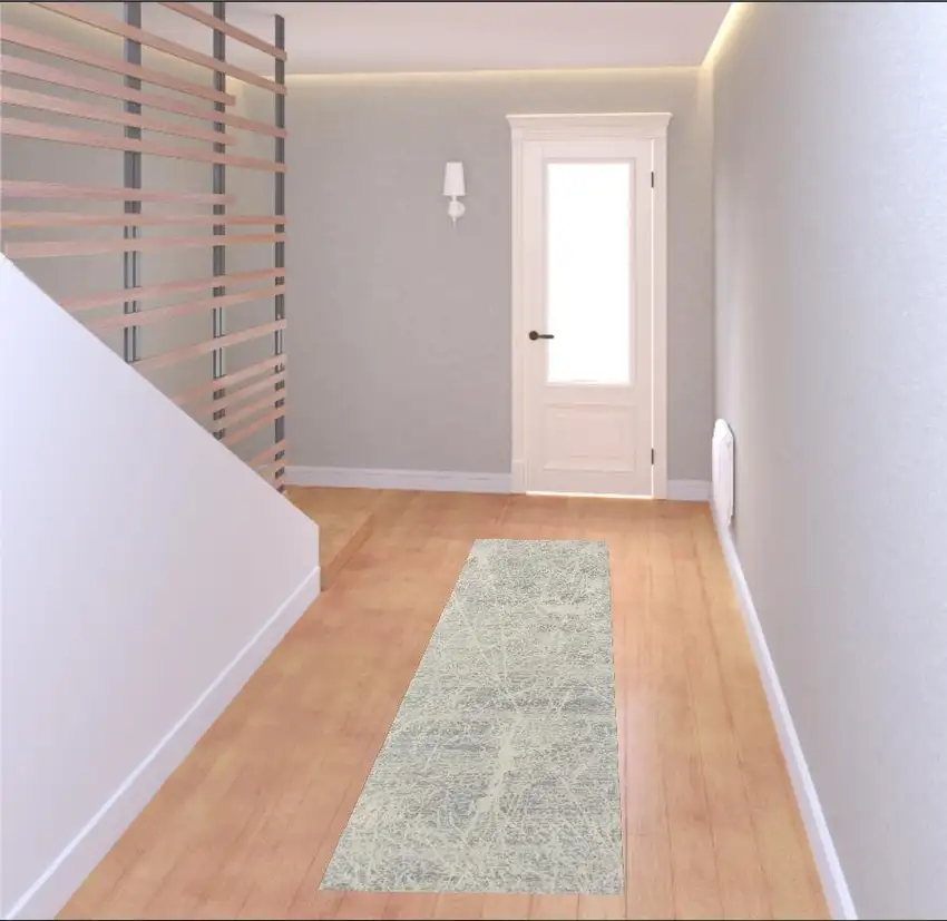 8' Ivory And Gray Abstract Runner Rug Photo 1