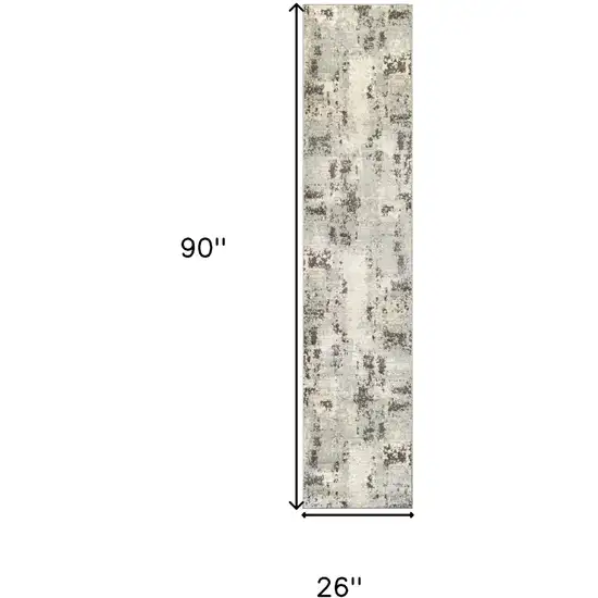 8' Ivory And Gray Abstract Runner Rug Photo 3