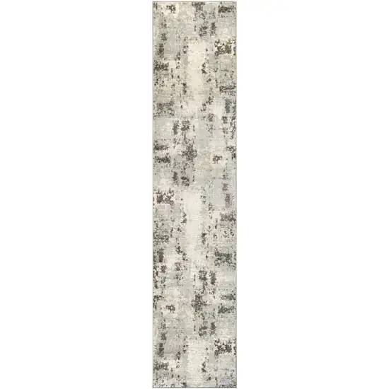8' Ivory And Gray Abstract Runner Rug Photo 2