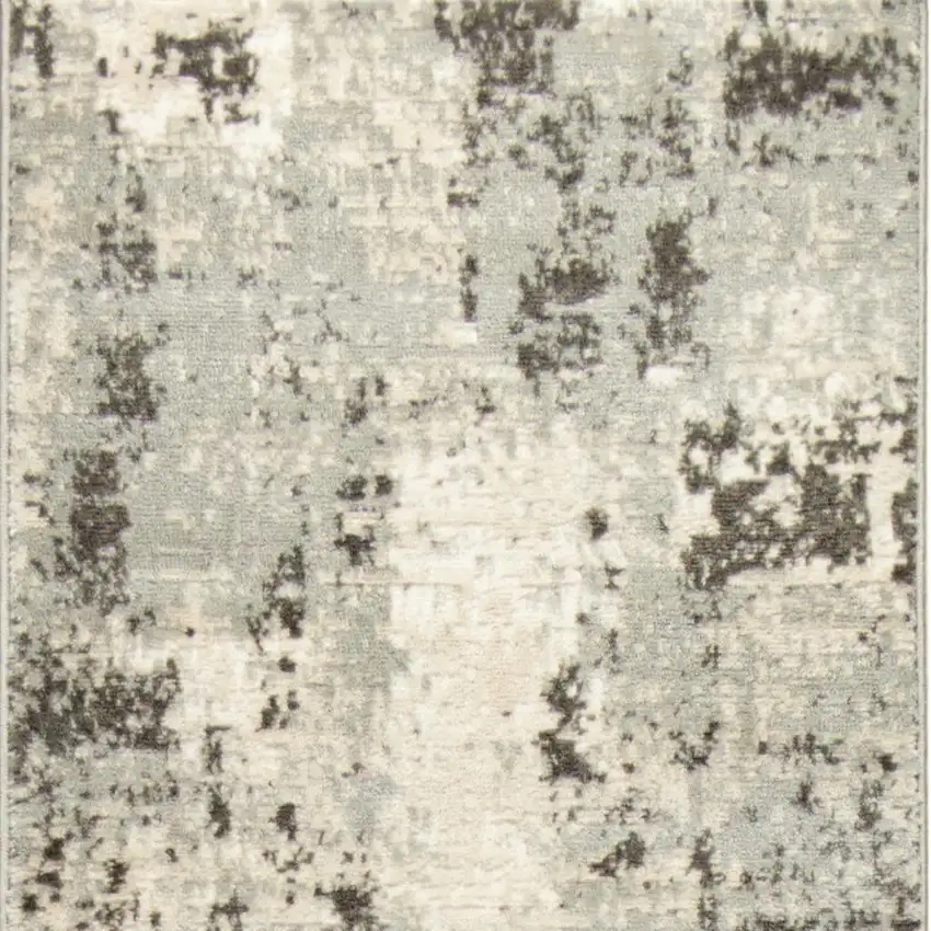 8' Ivory And Gray Abstract Runner Rug Photo 4
