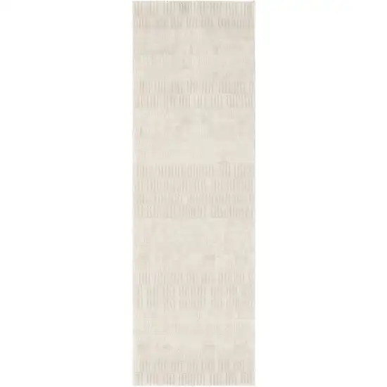 6' Ivory And Gray Abstract Runner Rug Photo 2