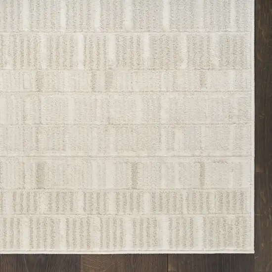 6' Ivory And Gray Abstract Runner Rug Photo 7