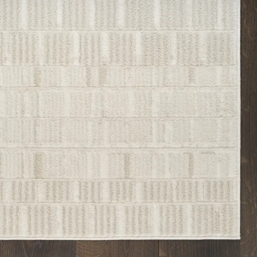 6' Ivory And Gray Abstract Runner Rug Photo 7