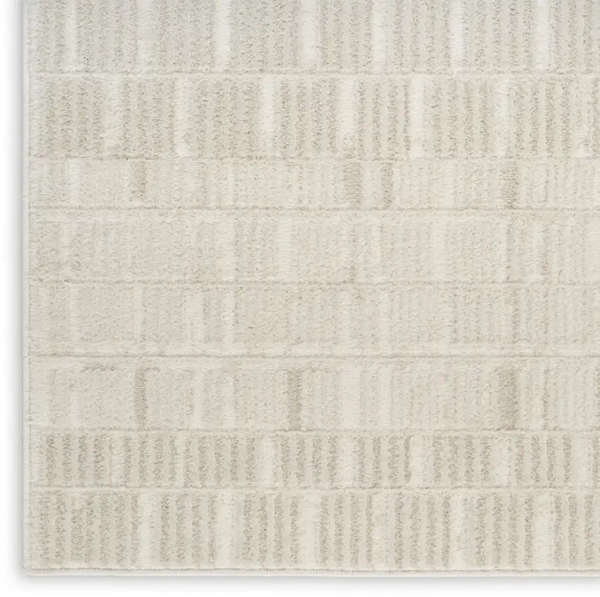 6' Ivory And Gray Abstract Runner Rug Photo 9