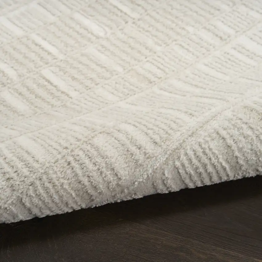 6' Ivory And Gray Abstract Runner Rug Photo 8