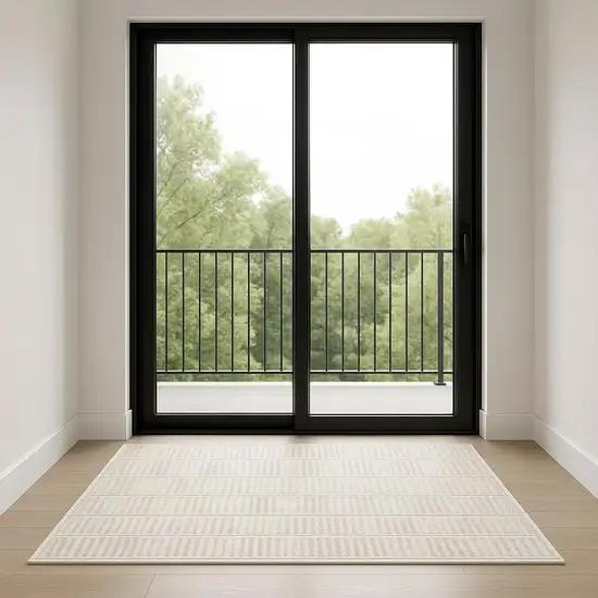 6' Ivory And Gray Abstract Runner Rug Photo 1