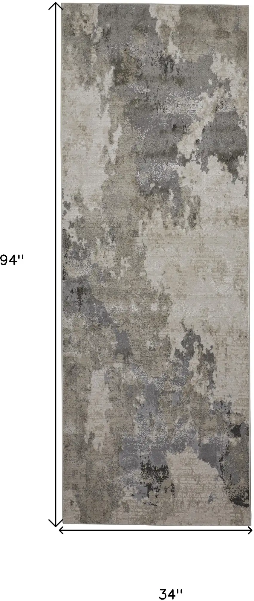 8' Ivory And Gray Abstract Stain Resistant Runner Rug Photo 8