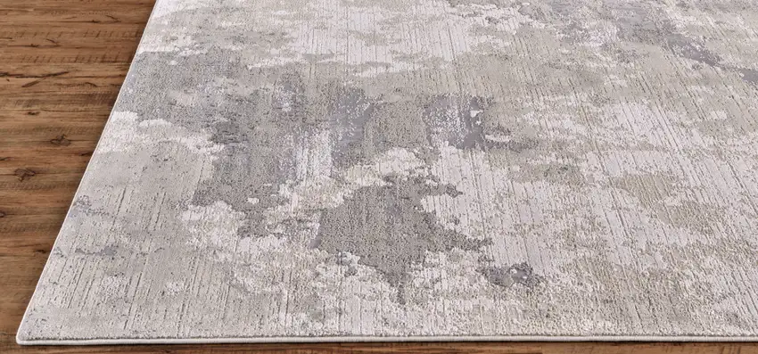 8' Ivory And Gray Abstract Stain Resistant Runner Rug Photo 3