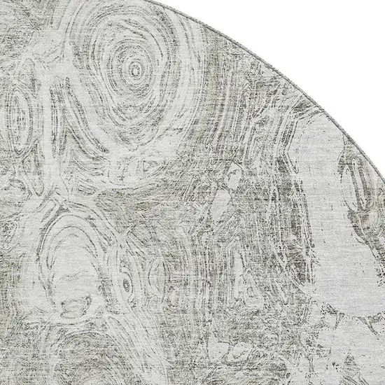 8' Ivory And Gray Abstract Washable Round Rug With UV Protection Photo 2