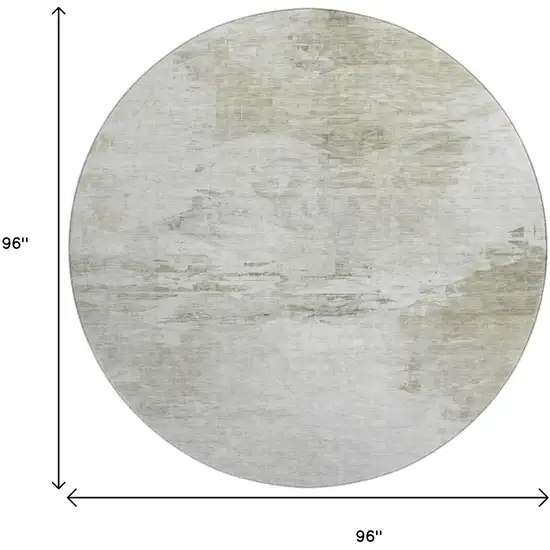 8' Ivory And Gray Abstract Washable Round Rug With UV Protection Photo 3