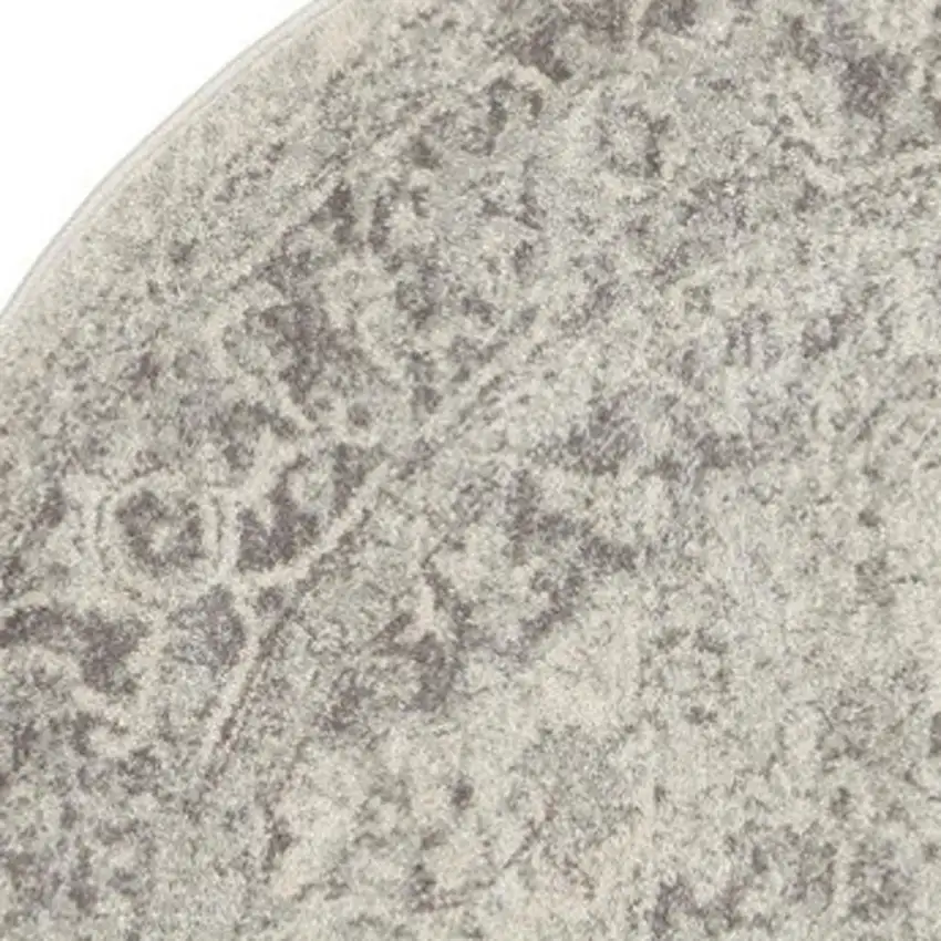 8' Ivory And Gray Floral Medallion Distressed Round Rug Photo 3