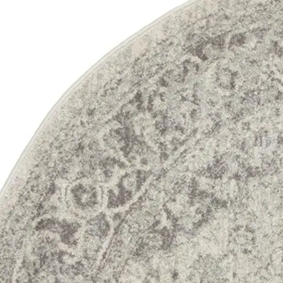 8' Ivory And Gray Floral Medallion Distressed Round Rug Photo 7