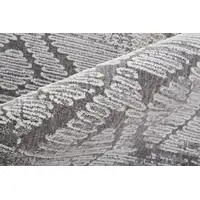 Photo of 8' Ivory And Gray Geometric Power Loom Distressed Stain Resistant Runner Rug