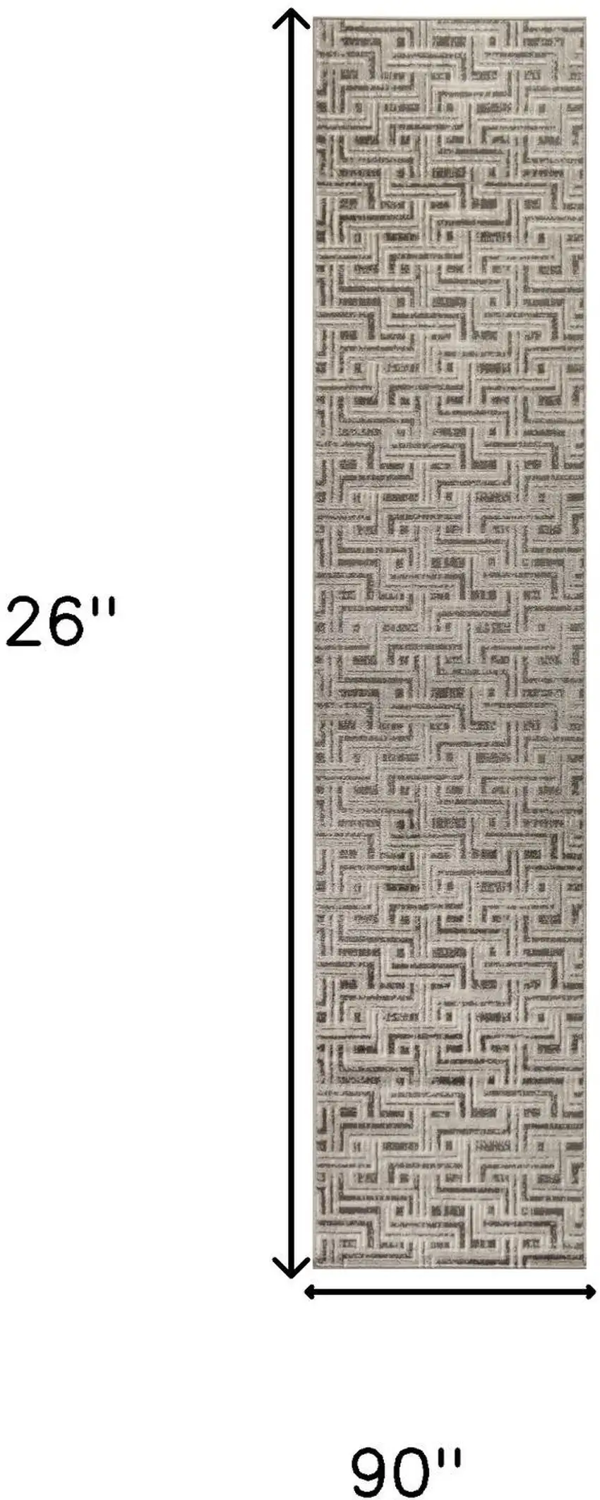 8' Ivory And Gray Geometric Runner Rug Photo 3