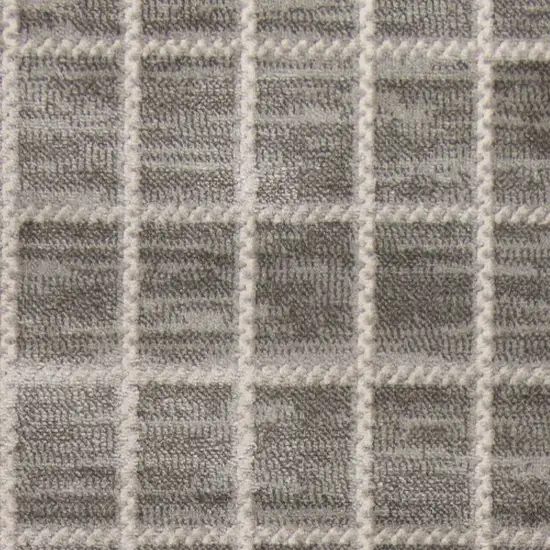 8' Ivory And Gray Geometric Runner Rug Photo 4