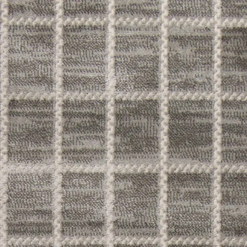 8' Ivory And Gray Geometric Runner Rug Photo 4