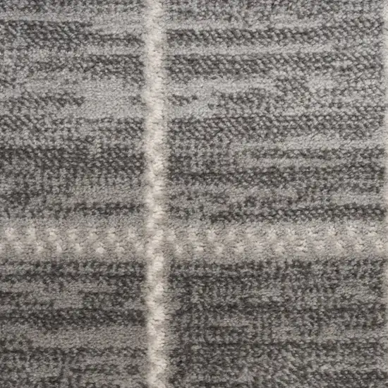8' Ivory And Gray Geometric Runner Rug Photo 6