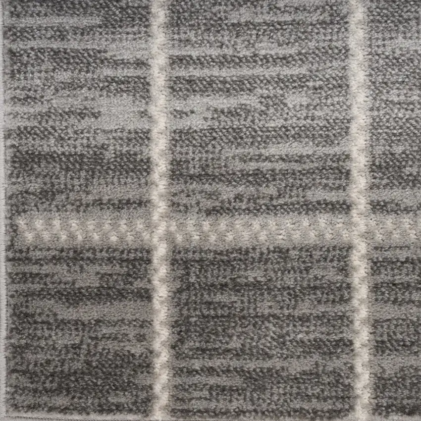 8' Ivory And Gray Geometric Runner Rug Photo 7