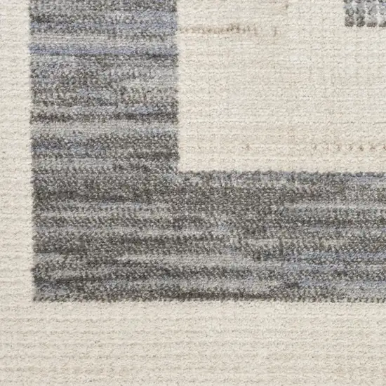 8' Ivory And Gray Geometric Runner Rug Photo 6