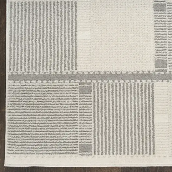 6' Ivory And Gray Geometric Runner Rug Photo 7