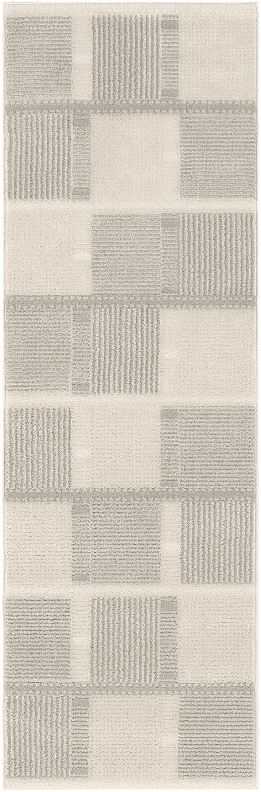 6' Ivory And Gray Geometric Runner Rug Photo 2