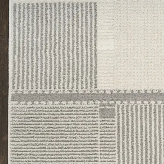 6' Ivory And Gray Geometric Runner Rug Photo 6