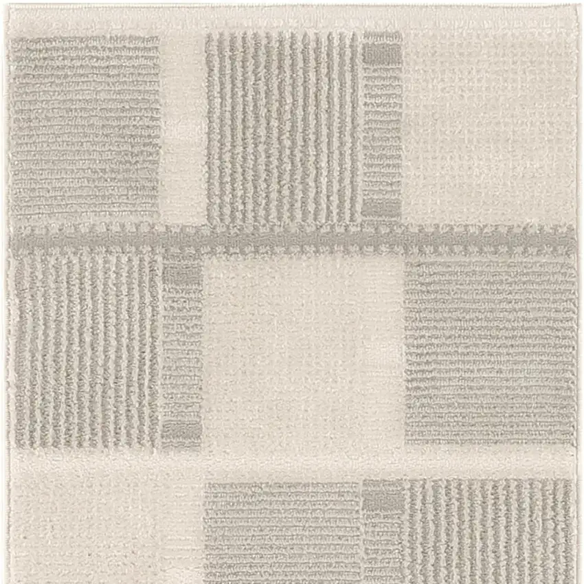 6' Ivory And Gray Geometric Runner Rug Photo 4
